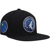 Men's Mitchell & Ness Black Minnesota Timberwolves Side Core 2.0 Snapback Hat