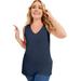 Plus Size Women's V-Neck One + Only Tank Top by June+Vie in Navy (Size 18/20)