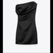 Zara Dresses | Asymmetrical Satin Effect Dress | Color: Black | Size: L