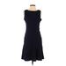 En Focus Studio Casual Dress - A-Line Crew Neck Sleeveless: Blue Print Dresses - Women's Size 6