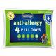 Silentnight Anti-Allergy Pillows 4 Pack – Soft Medium Support Anti Bacterial, Bed Hotel Pillows for Back, Stomach and Side Sleepers – Machine Washable and Hypoallergenic Bounce Back Pillows, White