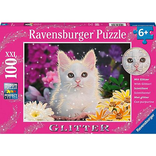 Ravensburger Kinderpuzzle - 13358 Glitzerkatze - 100 Teile Glitzerpuzzle Kinder ab 6 Jahren, mit Glitter Kinder