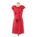 Giani Bernini Casual Dress - A-Line Scoop Neck Short sleeves: Red Print Dresses - Women's Size 2