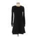 Gap Casual Dress - A-Line Crew Neck Long sleeves: Black Print Dresses - Women's Size X-Small