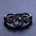 Bamas – bague mystique en topaze de feu arc-en-ciel bijoux en or violet améthyste noir taille 6 à