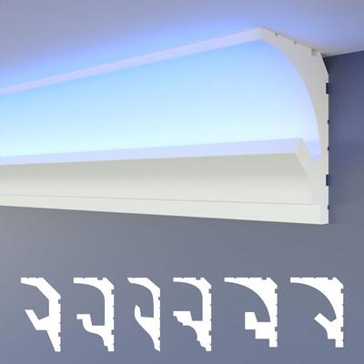 Led Stuckleisten 2in1, indirekte Beleuchtung Deckenleisten xps Styropor: HLED-1 - 68x90 mm, 1.7