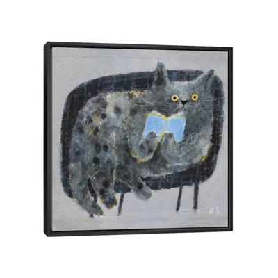 iCanvas "Cat On The Couch With A Book" by Natalia Shaloshvili Framed
