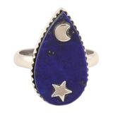 Wise Universe,'Sterling Silver Cocktail Ring with Lapis Lazuli Gemstone'