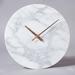 White Marble Wall Clock with Golden Handles | Minimalist Contemporary Wall Clock | Housewarming Gift