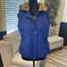 American Eagle Outfitters Jackets & Coats | American Eagle Puffer Vest Women Sz L Faux Fur Lined Hoodie | Color: Blue/Tan | Size: L