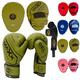 MAXX New Boxing Gloves & Leather Focus Pads With Free Hand Wrap Mma Boxing Kickboxing, Multi Colors (Green, 16OZ)