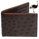 HATA Dark Brown Ostrich Bifold Wallet Double Side RFID Blocking Front Pocket Slim Wallet Meaningful Gift for Men Handmade Vietnamese VINAMOS-03