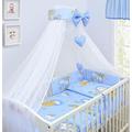 Babymam BABY CANOPY DRAPE MOSQUITO NET WITH HOLDER TO FIT COT & COT BED (LADDER BLUE)