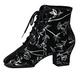 HROYL Women Latin Dance Ankle Boots Lace Up Low Heel Breathable Comortable Salsa Latin Line Dance Shoes TJYH-5-R,UK 4.5