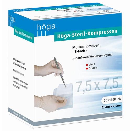 Höga-Kompressen 7,5x7,5 cm steril 8fach 25x2 St Kompressen