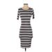 Lularoe Casual Dress - Bodycon Scoop Neck Short sleeves: Gray Print Dresses - Women's Size 2X-Small