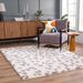 Zhen 7'10" x 10' Modern White/Pink Area Rug - Hauteloom