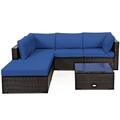 Costway 6 Pieces Outdoor Patio Rattan Furniture Set Sofa Ottoman