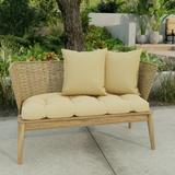 18" x 18" Beige Solid Outdoor Throw Pillow (Set of 2) - 18'' L x 18'' W x 4'' H