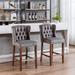 Modern and Comfortable Style Design Set of 2 Upholstered 27" Seat Height Bar Stools with Tufted Back and Wood Legs for Bar