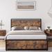 Sturdy Wooden Bed Frame with 4 Storage Drawers Metal Thick Bed Feet
