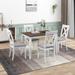 Rustic Minimalist Wood Dining Table Set with 4 X-Back Chair (Set of 5)