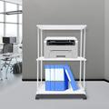 Miumaeov 3 Tier Printer Stand with Wheels Printer Cart Rectangular Printer Stand with Storage for Home Office White