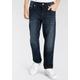 Stretch-Jeans KANGAROOS "regular fit mit geradem Beinverlauf", Jungen, Gr. 152, N-Gr, blau (dunkelblau), Denim/Jeans, Obermaterial: 98% Baumwolle, 2% Elasthan, bestickt, Basic, Basic lang, Jeans, bequeme Passform, gerades Bein, niedrige Leibhöhe