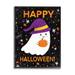 Stupell Industries Happy Halloween Happy Ghost Giclee Art By Emily Cromwell Wood in Black/Brown/Indigo | 20 H x 16 W x 1.5 D in | Wayfair