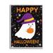 Stupell Industries Happy Halloween Happy Ghost Giclee Art By Emily Cromwell Wood in Black/Brown/Indigo | 14 H x 11 W x 1.5 D in | Wayfair