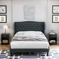 Willa Arlo™ Interiors Lyndhur 45.3” H Tufted Low Profile Standard Bed, Platform Bed Frame Upholstered/Velvet/Metal in Gray | Wayfair