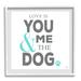 Stupell Industries Love Is You Me & The Dog Phrase Framed Giclee Art By K. Kaufman Wood in Blue/Brown | 12 H x 12 W x 1.5 D in | Wayfair