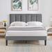 Wade Logan® Auxter 47.63" Steel Bed Frame w/ Adjustable Upholstered Headboard, No Box Spring Needed Metal in Gray | 63.2 W x 81.29 D in | Wayfair