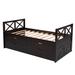 Gracie Oaks Rosaly Twin Storage Bed Frame w/ Headboard & Trundle Wood in Brown | 35 H x 39.2 W x 76 D in | Wayfair EBBB5E22BED74F35A4DCB64AA0E692B3