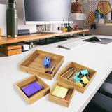 GN109 4-Pieces Square Natural Desk Drawer Organizer Trays Storage Bins (Multi Sizes) - For Office, Kitchen, Dresser | 2 H x 10 W x 10 D in | Wayfair