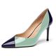 SHOWFOREST Women Stiletto Wedding 3.3 Inch Slip On Solid Patent Sexy Pointed Toe High Heel Court Shoes Navy Blue Turquoise Size 6.5