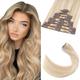 TESS Blonde Clip in Hair Extensions Real Human Hair, 16 Inch 65g Hair Extensions Clip in, 8 Pieces Clip in Hair Extensions - (Ash Blonde & Bleach Blonde)