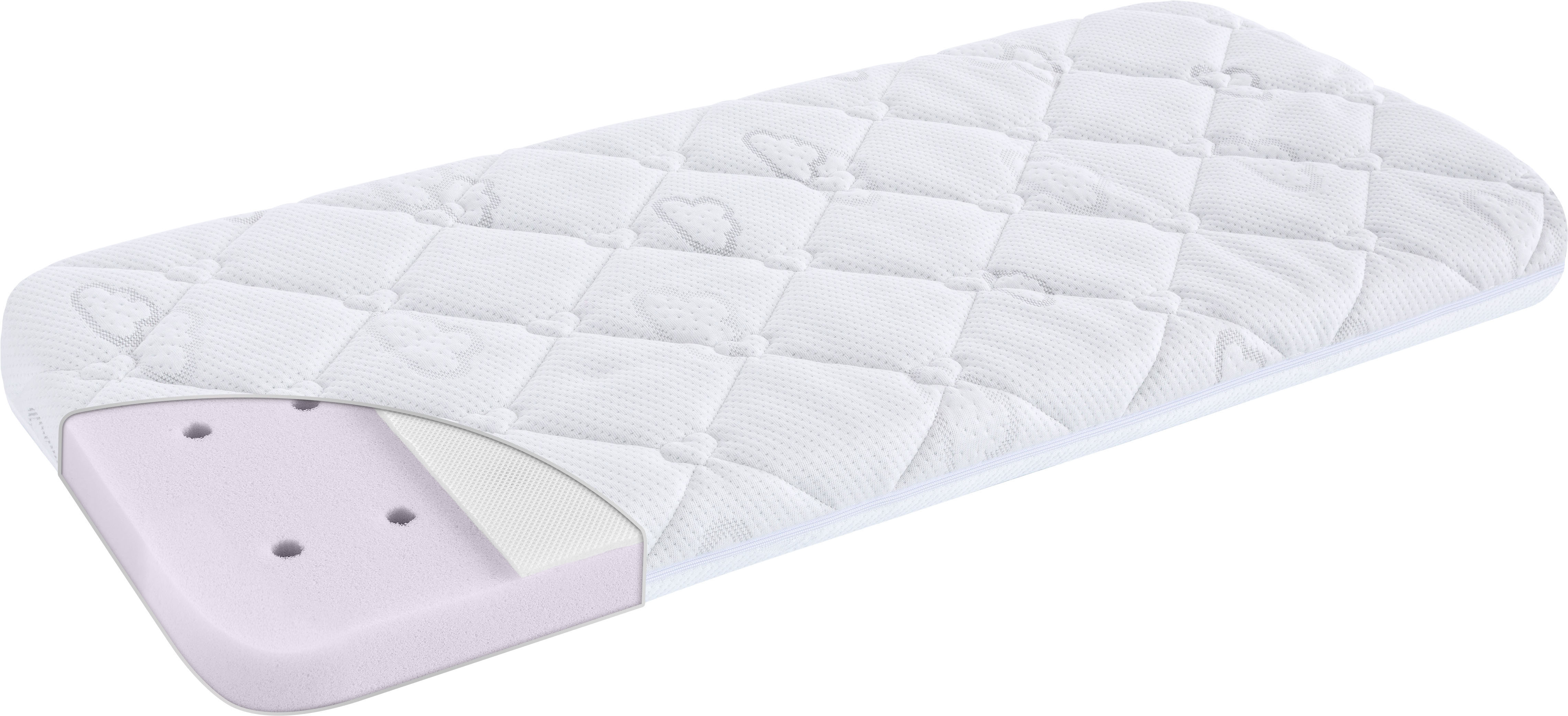 Babymatratze TRÄUMELAND "Brise Light Matratze passend für Kinderwagen Joolz Geo 3", weiß, B:33cm H:4cm L:79cm, Bezug (oben): 62% Polyester, 38% Lyocell (TENCEL™). Bezug (unten): 100% Polyester. Steppfüllung: 100% Polyester, Matratzen Image