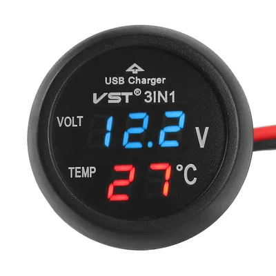 Allume-cigare numérique LED voltmètre thermomètre voiture camion chargeur USB 12V/24V compteur de