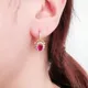 Boucles d'oreilles fleur rubis en or violet pour femmes or rose 14 carats cristal incrusté
