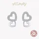 Ailmay-Boucles d'oreilles cœurs en argent regardé 925 pour femme boucles d'oreilles transparentes