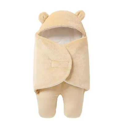 Couverture d'emmaillotage à capuche pour bébé mignon ours enveloppe d'emmaillotage pour