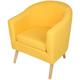 Fauteuil scandinave en tissu-Fauteuil pieds bois Hévéa massif-Tissu effet feutrine 646070cm jaune