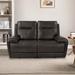Leather Power Reclining Loveseat with USB Port, Adjustable Headrest, Adjustable Lumbar - N/A
