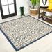 Madrid Vintage Filigree Textured Weave Navy/Beige 5 Square Indoor/Outdoor Area Rug