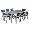 Inval Madeira 8-Seat Patio Dining Table and Armchair Set in Gray/Slate