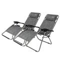 Zimtown 2PCS Outdoor Zero Gravity Folding Lounge Chair for Beach Patio Pool Yard Gray