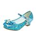 Toddler Baby Girls Dancing Shoes Medium Heel Pearl Bowknot Sequins Shoes Closed Toe Tango Latin Social Dance Shoes Princess Shoes