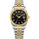 Classic Men's Watch Unisex Size Diamonds Dial 36mm Case Stainless Steel Quartz Date Gold Gear Bezel Silver Watches reloj de pulsera, A Black Face, Classic
