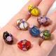 5PCs Vintage Lampwork Glass Flora Oval Beads Multicolor Flower Spacer Beads DIY Bracelets Women